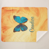 トロピカルブルーとターコイズジェムカラーバタフライ シェルパブランケット (正面(横))