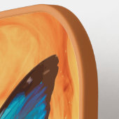 トロピカルブルーとターコイズジェムカラーバタフライ ピックルボールラケット (左詳細)