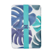 トロピカルブルーとパープルパーム バスマット (正面縦)