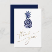 トロピカルブルーのパイナップル感謝していアユー サンキューカード (正面/裏面)