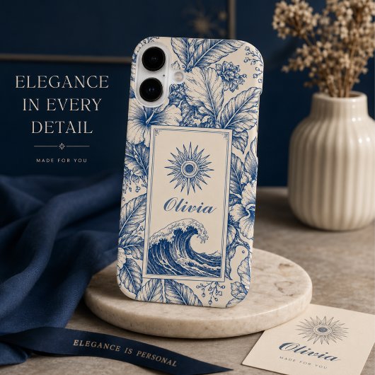 トロピカルブルーのボタニカルウェーブ Case-Mate iPhoneケース