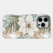 トロピカルブルーの白い花 iPhoneケース (裏面横)