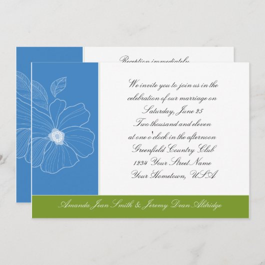 トロピカルブルーアンドグリーン結婚式招待状 招待状 (正面/裏面)