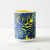 トロピカルブルーイエロージャングル葉カラフル マグカップ (中央)