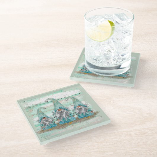 トロピカルブルーウォーターカラービーチ格言 ガラスコースター (アングル)