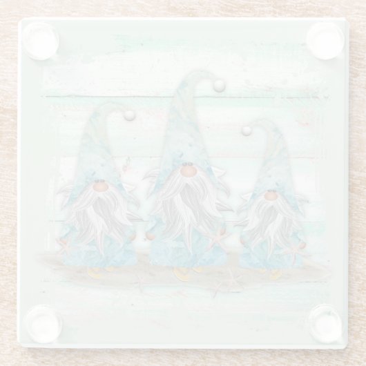 トロピカルブルーウォーターカラービーチ格言 ガラスコースター (裏面)