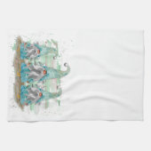 トロピカルブルーウォーターカラービーチ格言 キッチンタオル (横)