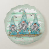 トロピカルブルーウォーターカラービーチ格言 ラウンドクッション (裏面)