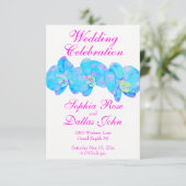 トロピカルブルーシアンの水彩画蘭の絵 招待状 (スタンド正面)