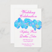 トロピカルブルーシアンの水彩画蘭の絵 招待状 (正面/裏面)