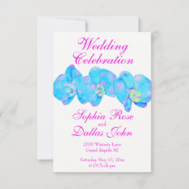 トロピカルブルーシアンの水彩画蘭の絵 招待状