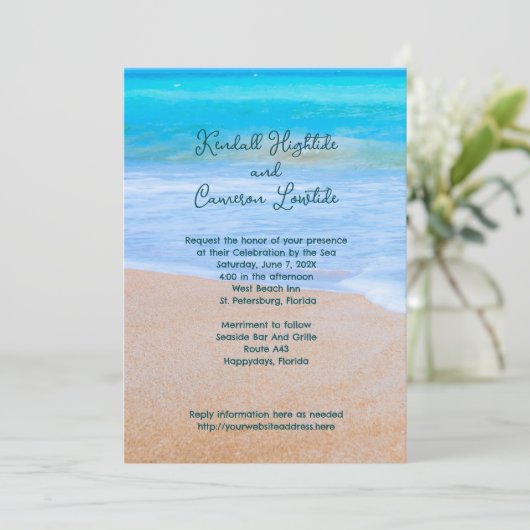 トロピカルブルーシー結婚式招待状とRSVP 招待状 (スタンド正面)
