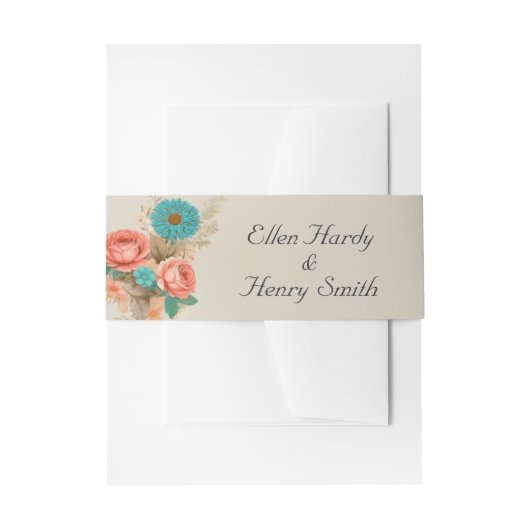 トロピカルブルース&グリーンエコビーチ結婚式 招待状ベリーバンド (正面例)