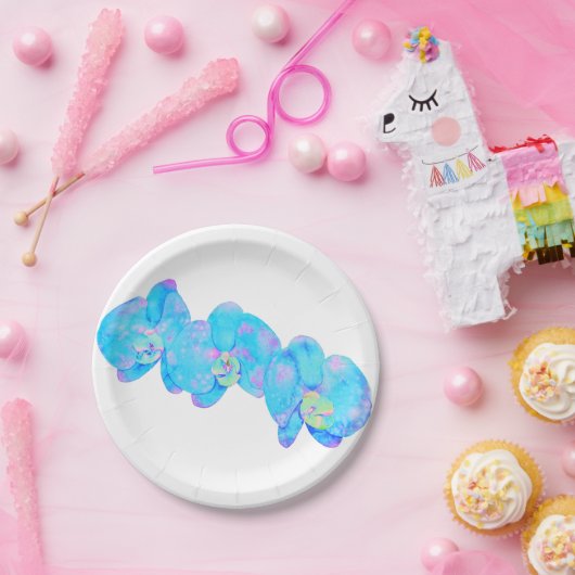 トロピカルブルーティール（緑がかった色）の水の色のオーキ絵画ッド ペーパープレート (パーティー)