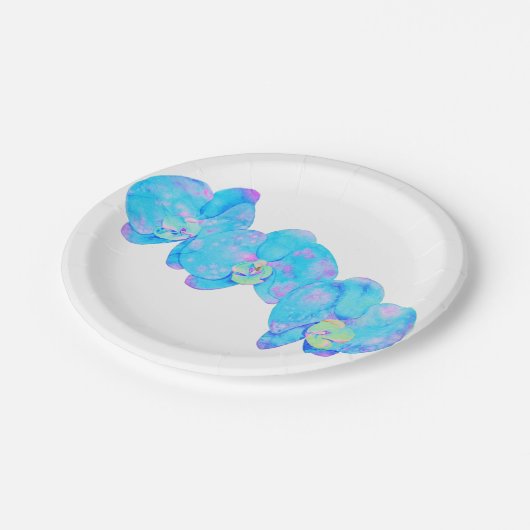 トロピカルブルーティール（緑がかった色）の水の色のオーキ絵画ッド ペーパープレート (アングル)