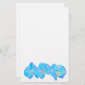 トロピカルブルーティール（緑がかった色）の水の色のオーキ絵画ッド 便箋 (正面/裏面)