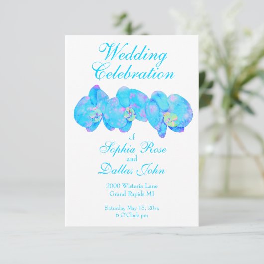 トロピカルブルーティール(緑がかった色)の水の色のオーキ絵画ッド 招待状 (スタンド正面)