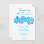 トロピカルブルーティール(緑がかった色)の水の色のオーキ絵画ッド 招待状 (正面/裏面)