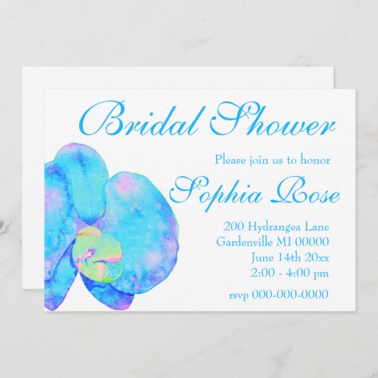 トロピカルブルーティール(緑がかった色)の水の色のオーキ絵画ッド 招待状 (正面/裏面)