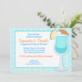 トロピカルブルードリンク5x7ブライダルシャワー招待状 セーブザデート (スタンド正面)