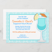 トロピカルブルードリンク5x7ブライダルシャワー招待状 セーブザデート (正面/裏面)