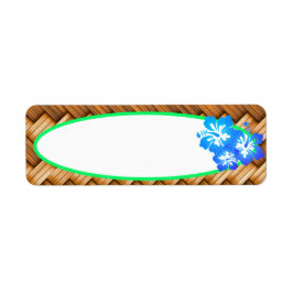 トロピカルブルーハイビスカスフラワーズレトロスタイルラベル ラベル