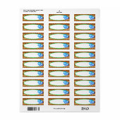 トロピカルブルーハイビスカスフラワーズレトロスタイルラベル ラベル (フルシート)