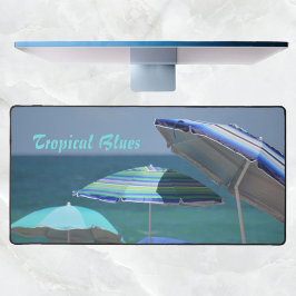 トロピカルブルービーチ傘写真ビーチイ デスクマット