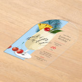 トロピカルブルーピナコラダカクテルバースデーパーティー アクリル招待状 (レイダウン)