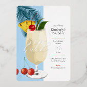 トロピカルブルーピナコラダカクテルバースデーパーティー 箔招待状 (正面)