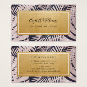 トロピカルブルーピンクインテリアデザイナー名刺 (正面&裏面)