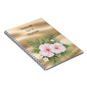 トロピカルブルーピンクハイビスカスフローラ ノートブック (右側)