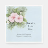 トロピカルブルーピンクハイビスカス結婚フローラ スタンダードランチョンナプキン (正面)