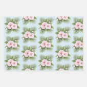 トロピカルブルーピンクハイビスカス結婚フローラ ラッピングペーパーシート (正面3)