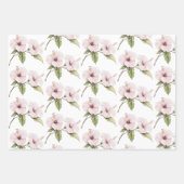 トロピカルブルーピンクハイビスカス結婚フローラ ラッピングペーパーシート (正面2)