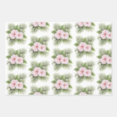 トロピカルブルーピンクハイビスカス結婚フローラ ラッピングペーパーシート (正面)