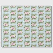 トロピカルブルーピンクハイビスカス結婚フローラ ラッピングペーパー (フラット)