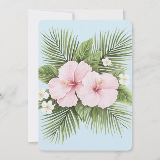 トロピカルブルーピンクハイビスカス結婚フローラ 招待状 (裏面)