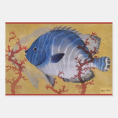 トロピカルブルーフィッシュ ヴィンテージサンゴ 海洋生物 ラッピングペーパーシート (正面2)