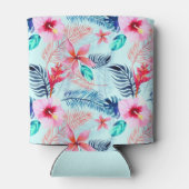 トロピカルブルーフローラルパターンクーラーボックス 缶クーラー (裏面)