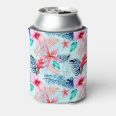 トロピカルブルーフローラルパターンクーラーボックス 缶クーラー (缶裏面)