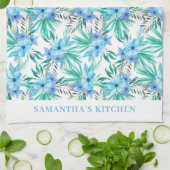 トロピカルブルーフローラ名キッチンタオル キッチンタオル (折り畳み)