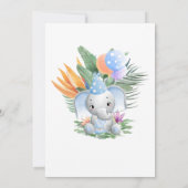 トロピカルブルーベビーゾウ1歳パーティー 招待状 (裏面)