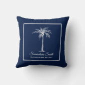 トロピカルブルーホワイトパームパーソナライズされたツリー クッション (裏面)