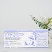 トロピカルブルーボーディングパス – 結婚式招待状 招待状 (スタンド正面)