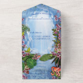 トロピカルブルーマーブルフラミンゴオールインワン招待状 オールインワン招待状 (外側)