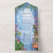 トロピカルブルーマーブルフラミンゴオールインワン招待状 オールインワン招待状 (内側)