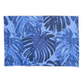 トロピカルブルーモンステラ離れジャングル模様 枕カバー (正面左)