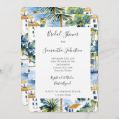 トロピカルブルー地中海のブライダルシャワー 招待状 (正面/裏面)