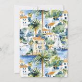 トロピカルブルー地中海のブライダルシャワー 招待状 (裏面)